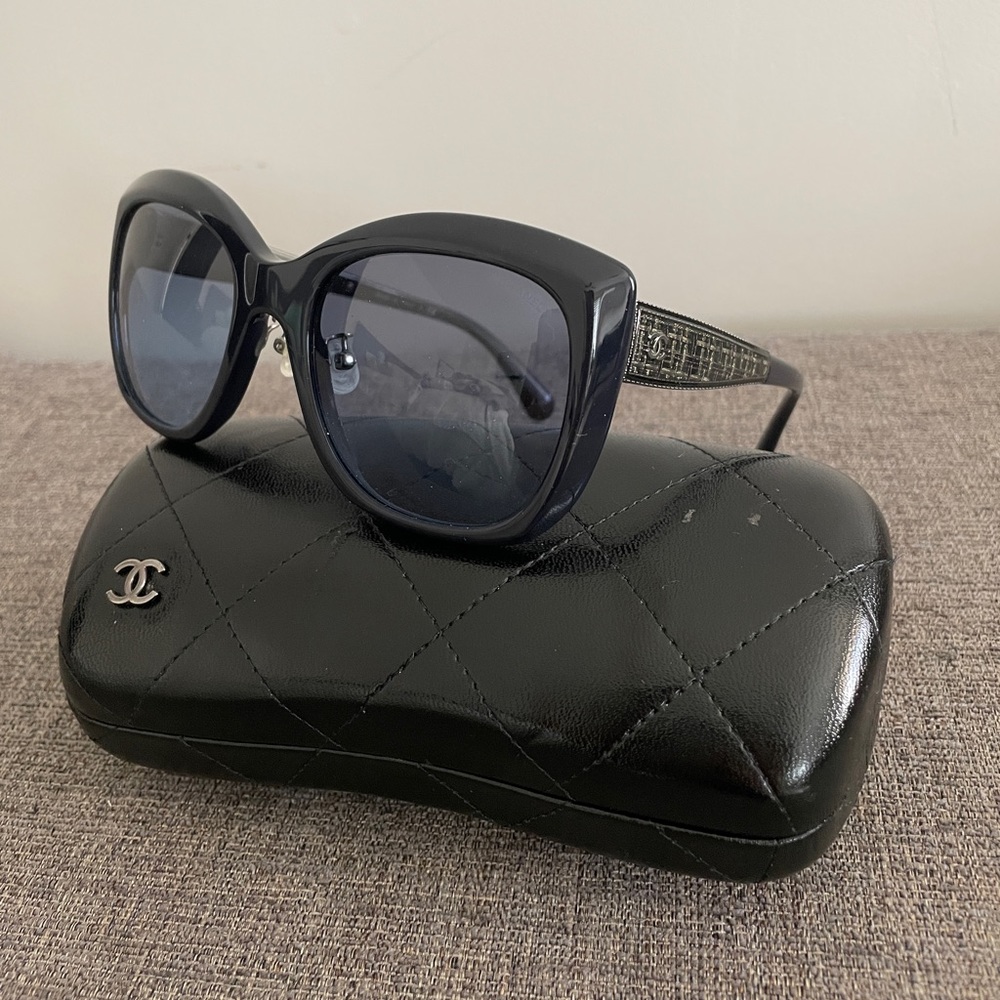 Chanel Sunglasses with Tweed Pattern Detailing